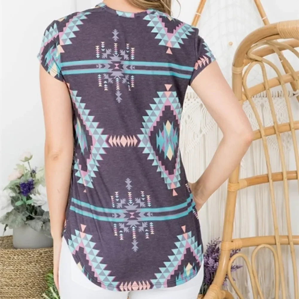Charcoal Aztec Top   - Picture 2 of 2